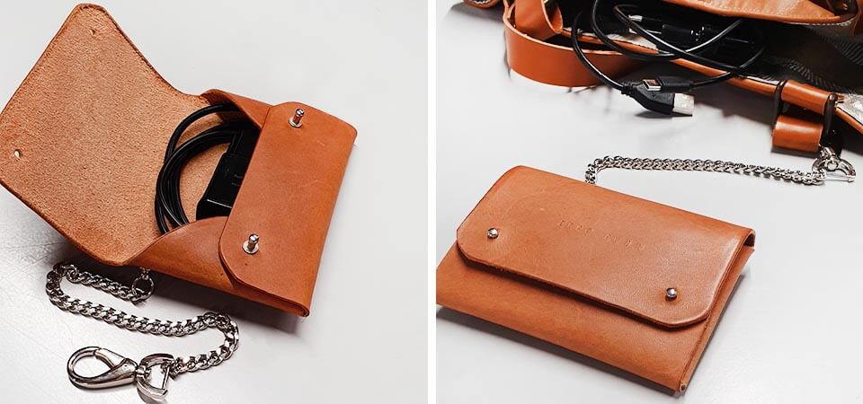 DIY petite pochette cuir finie