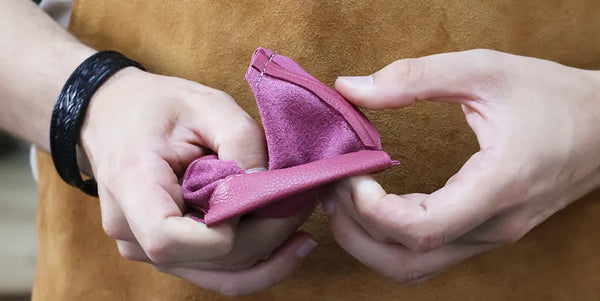 Turn the coin purse right side out