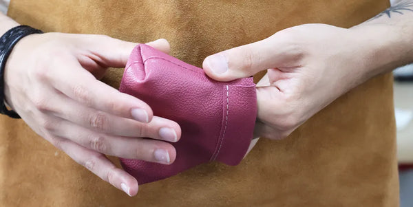 Turn the coin purse right side out