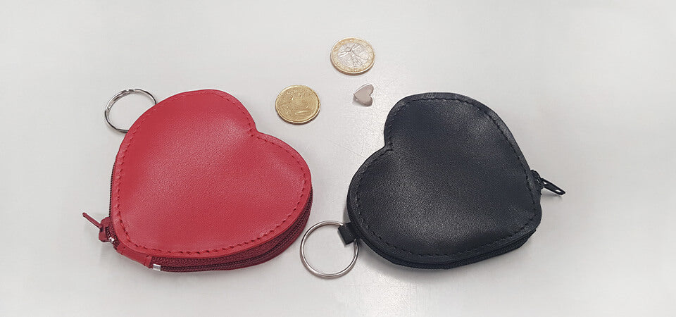 portemonnaie coeur en cuir