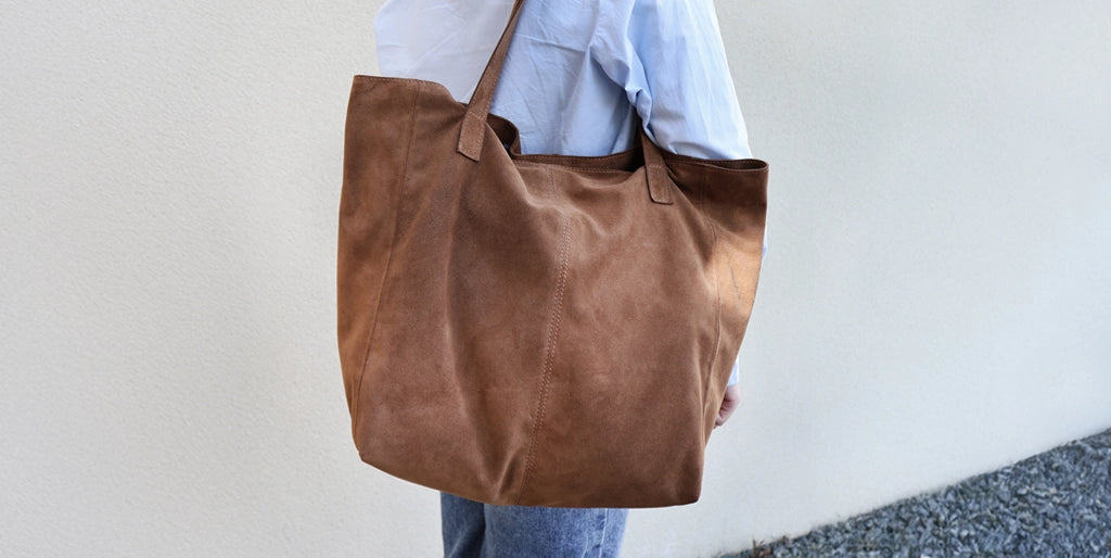 Sac cabas en cuir velours