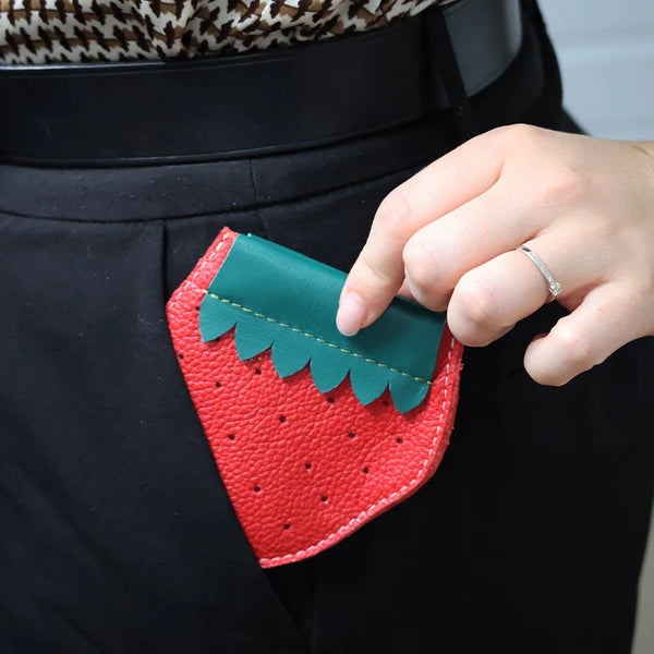 DIY porte-monnaie vintage clic clac fraise