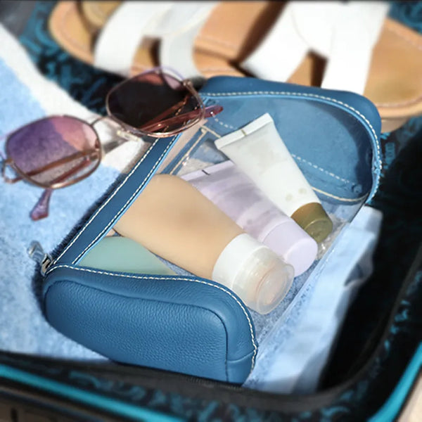 Trousse en toilette cuir et PVC