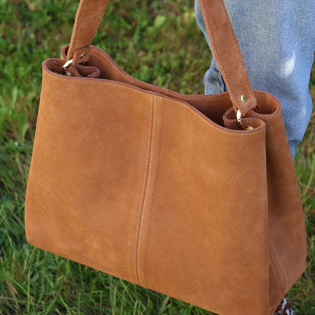 Kit DIY complet pour fabriquer son propre sac à main en croûte de cuir vert kaki